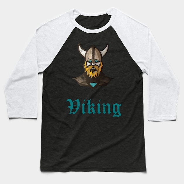 Retro Viking Warrior Baseball T-Shirt by vladocar